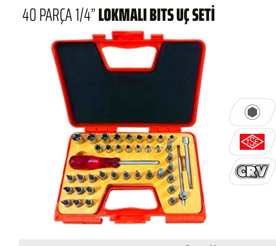 RİCO 40 Parça 1/4 Lokma Takımı Bits Lokmalı 006-RC4513