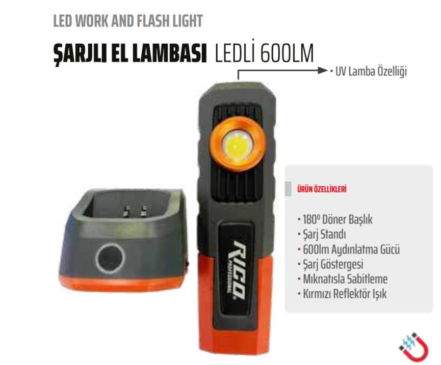 RİCO Şarjlı Led Lamba 600 Lümen Standlı 013-RC0027