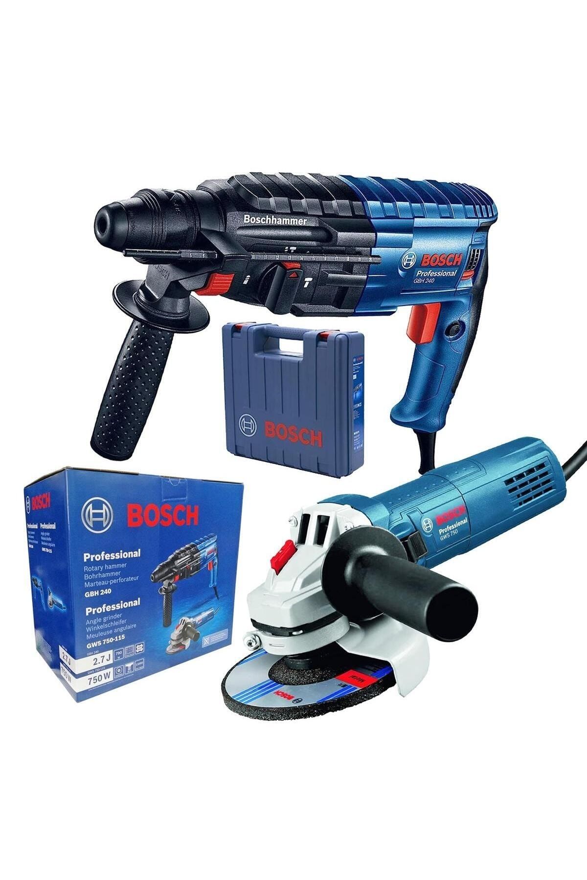 Bosch GBH 240 Kırıcı Delici + GWS 750-115 Avuç Taşlama Makinesi Carton - 0615990N1W