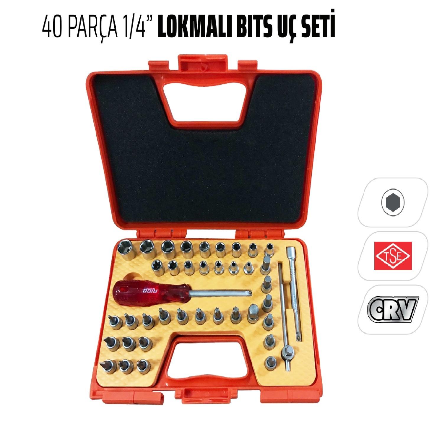 RİCO 40 Parça 1/4 Lokma Takımı Bits Lokmalı 006-RC4513