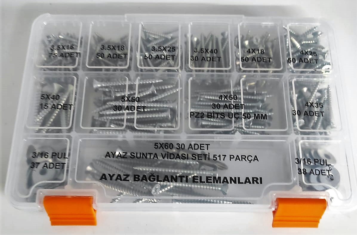 Ayaz Sunta Vidası Seti 517 Parça Dolu Dolu Set